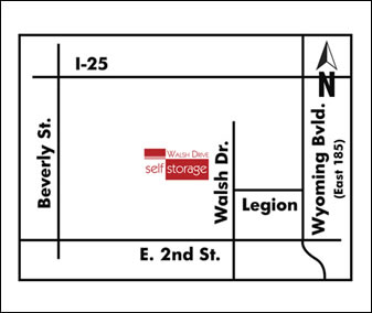 Directions to Walsh Self Storage located in Casper Wyoming